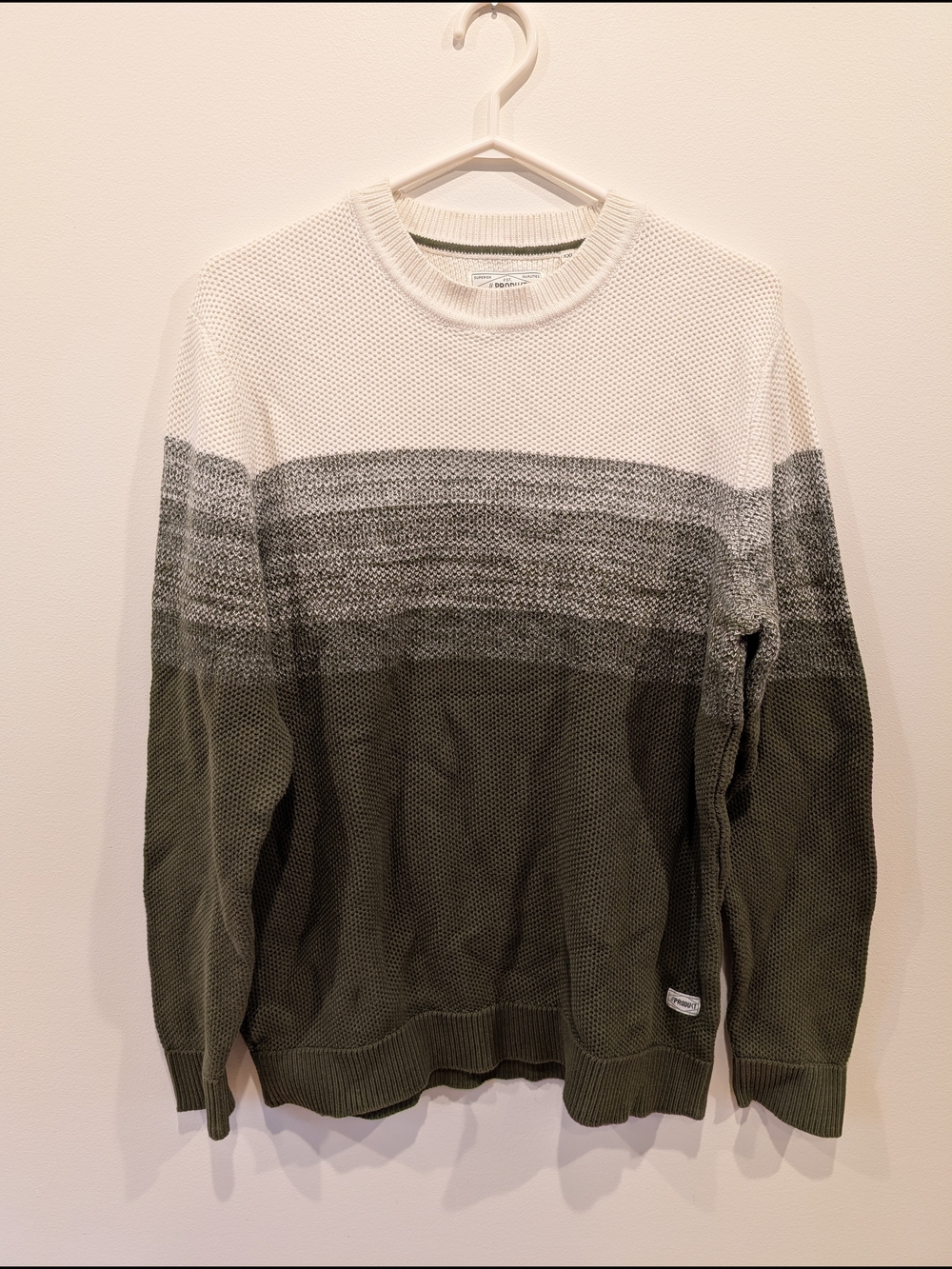 Produkt - Men's Knit Crewneck Sweater - White to Olive